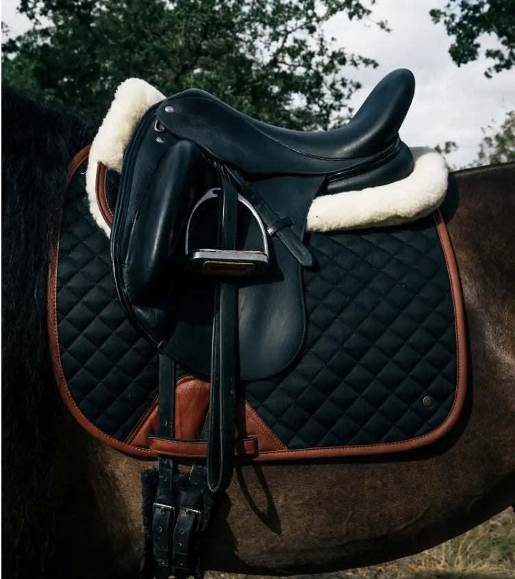 16 Cypress Black & Cognac Saddle Pad 16 Cypress