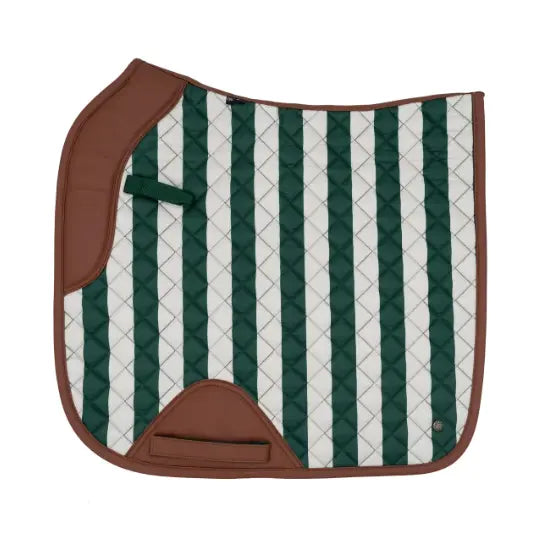 16 Cypress Caramel Stripe - Green & Cognac Saddle Pad 16 Cypress