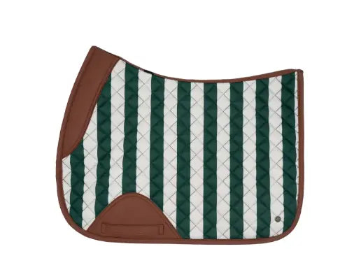 16 Cypress Caramel Stripe - Green & Cognac Saddle Pad 16 Cypress
