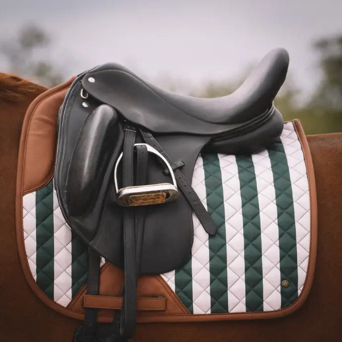 16 Cypress Caramel Stripe - Green &amp; Cognac Saddle Pad