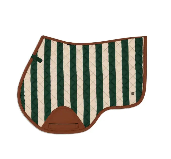 16 Cypress Caramel Stripe - Green &amp; Cognac Saddle Pad