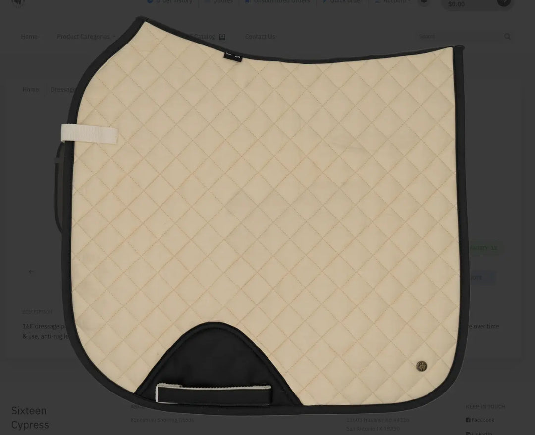 16 Cypress Ivory & Black Saddle Pad - Dressage 16 Cypress