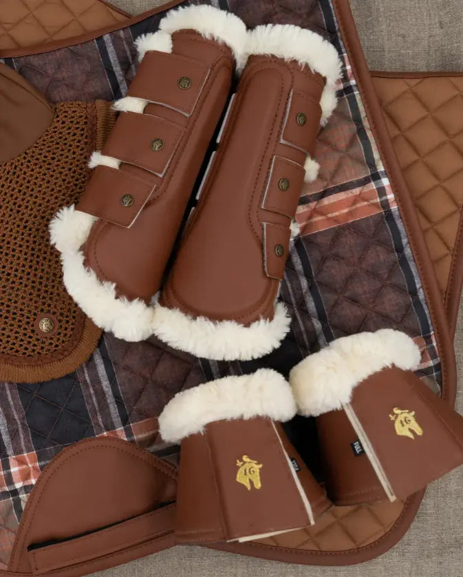 16 Cypress Leatherette and Sheepskin Bell Boots 16 Cypress