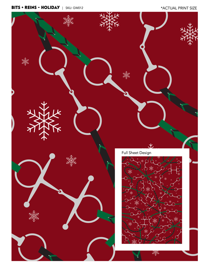 Bits + Reins Holiday - Equestrian Horse Gift Wrapping Paper