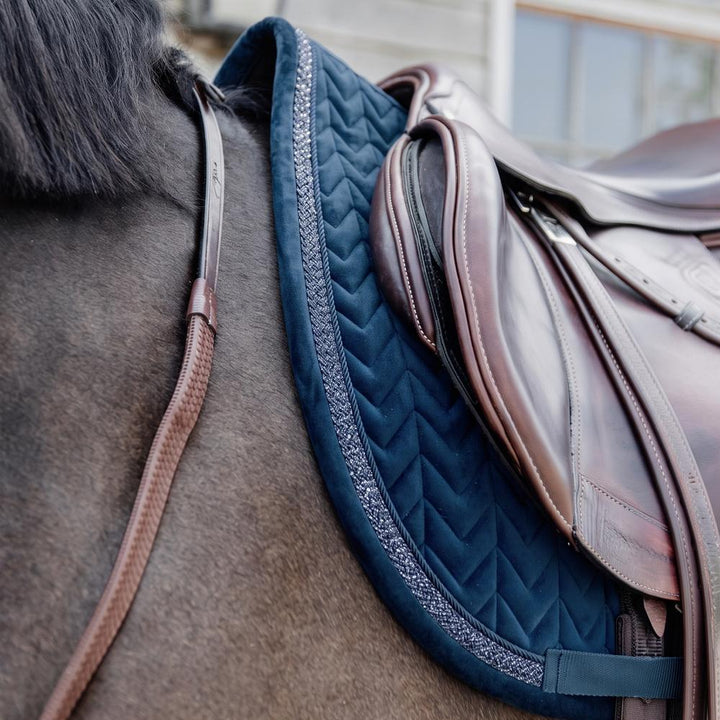 Kentucky Velvet Fishbone Plaited Glitter Rope Jump Pad - Navy lifestyle