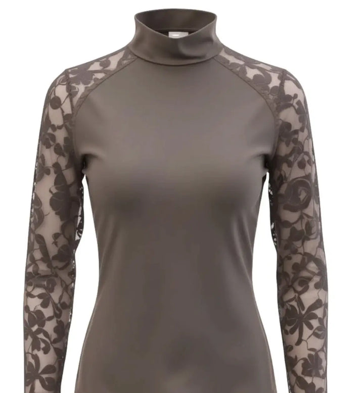 70 Degrees Lace Floral Mesh Sport Mock 70 Degrees
