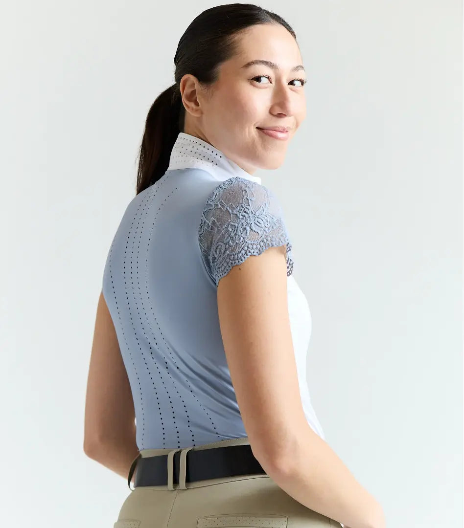 70 Degrees Lace Sleeve Short Sleeve Show Shirt 70 Degrees
