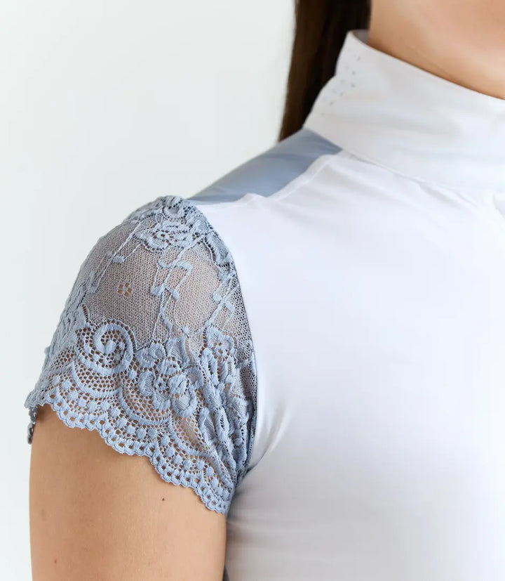 70 Degrees Lace Sleeve Short Sleeve Show Shirt 70 Degrees