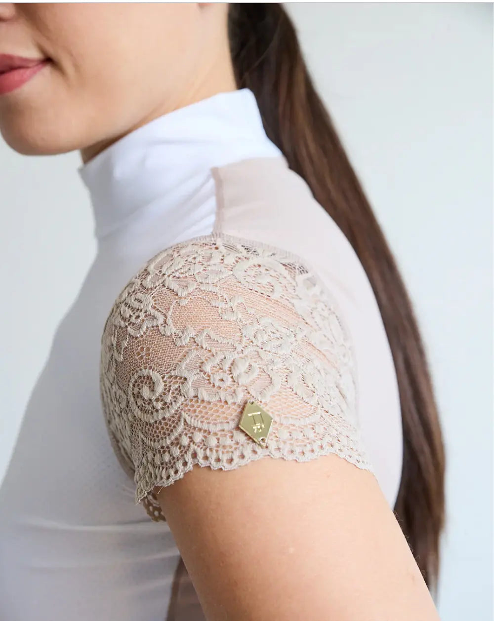 70 Degrees Lace Sleeve Short Sleeve Show Shirt