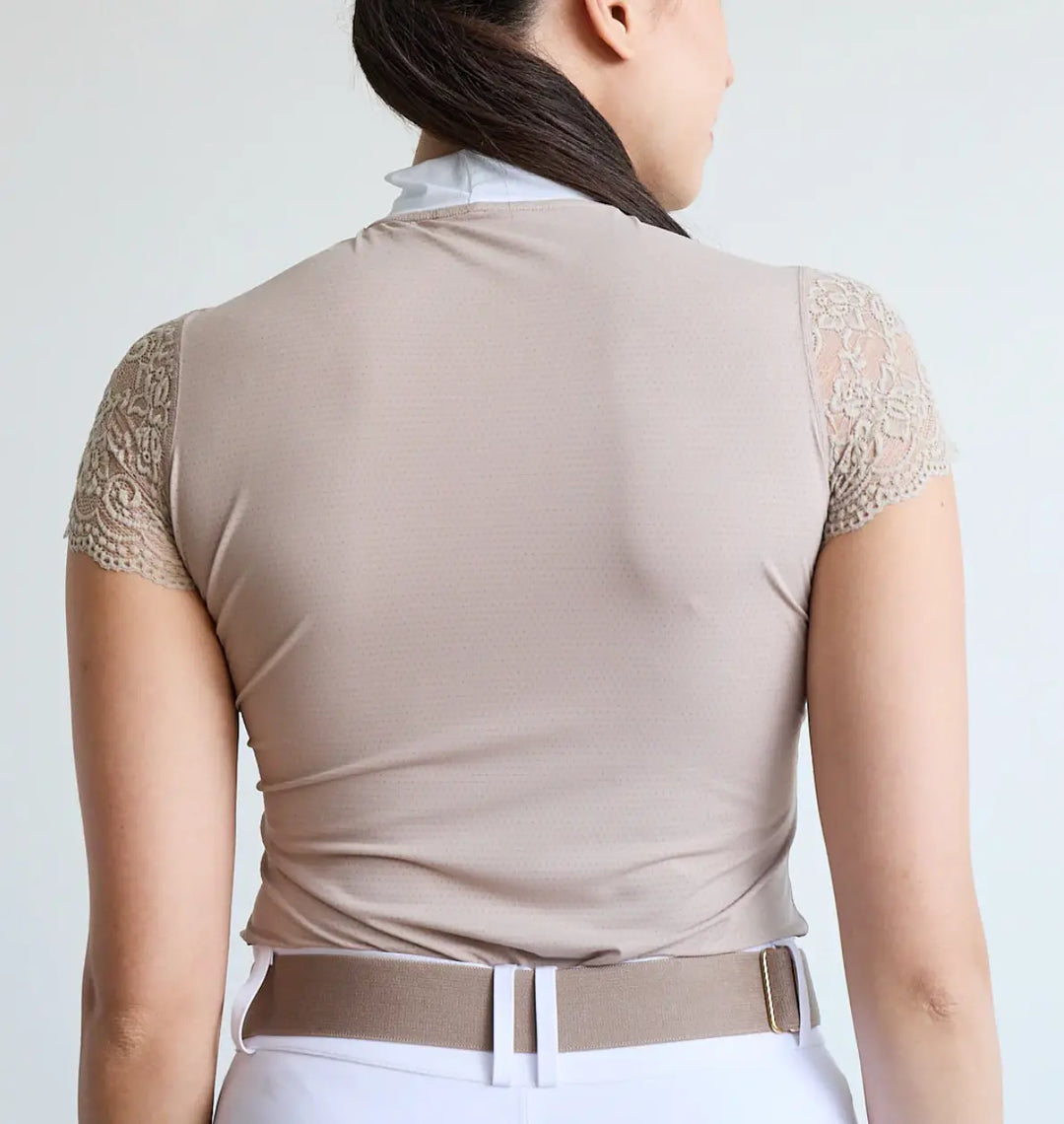 70 Degrees Lace Sleeve Short Sleeve Show Shirt