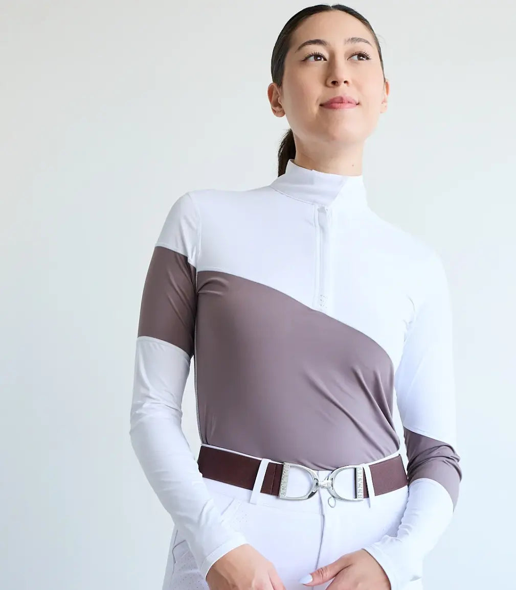 70 Degrees Long Sleeve Asymmetrical Show Shirt - Marron Glace 70 Degrees