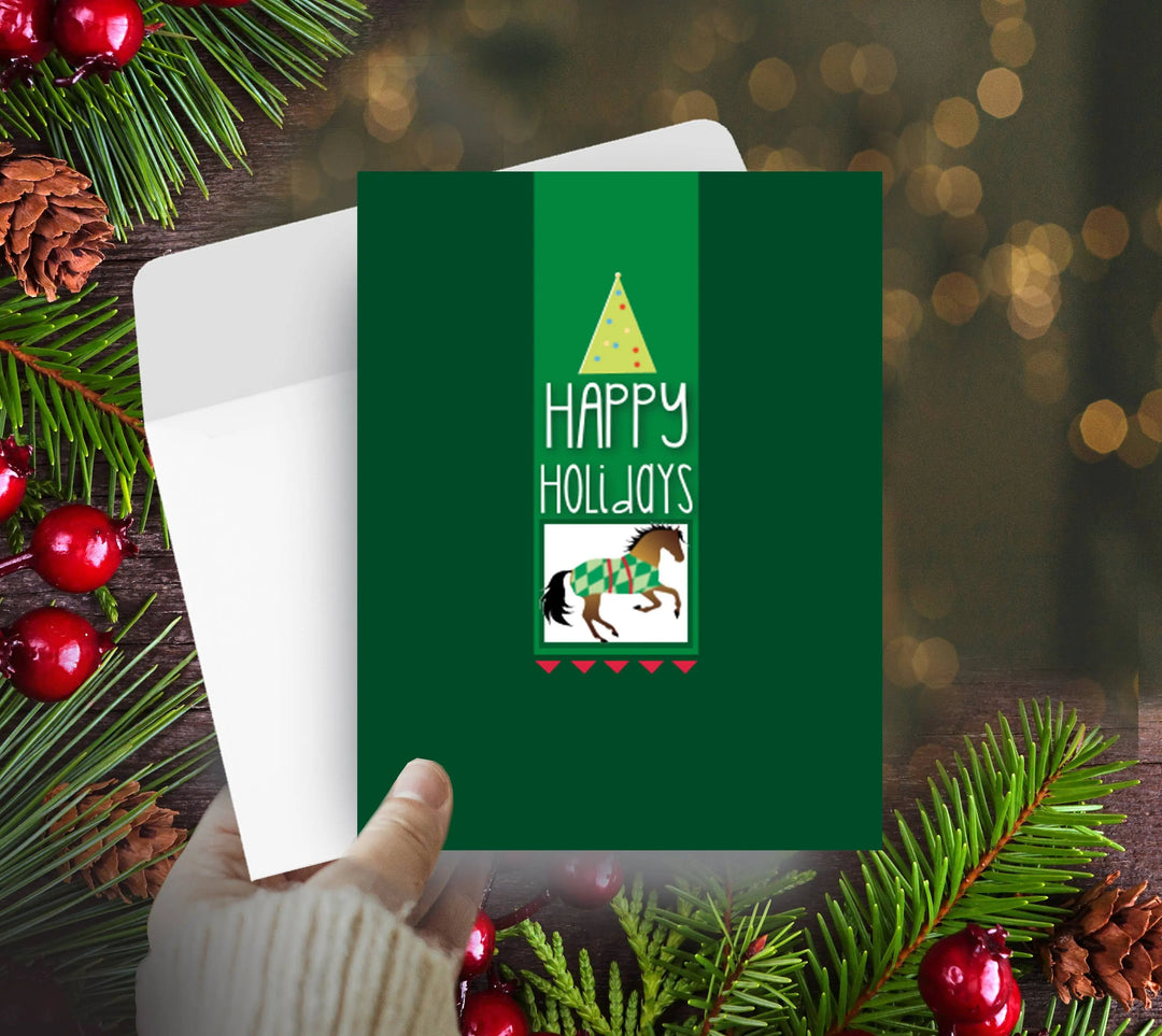 Box of Eight Christmas Cards - Blanketed horse Horse Hollow Press