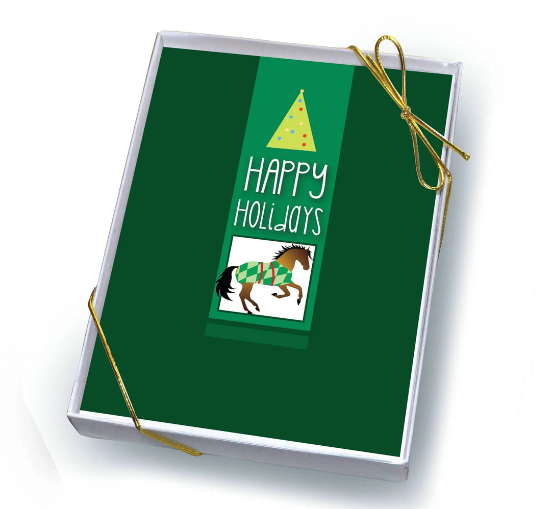 Box of Eight Christmas Cards - Blanketed horse Horse Hollow Press