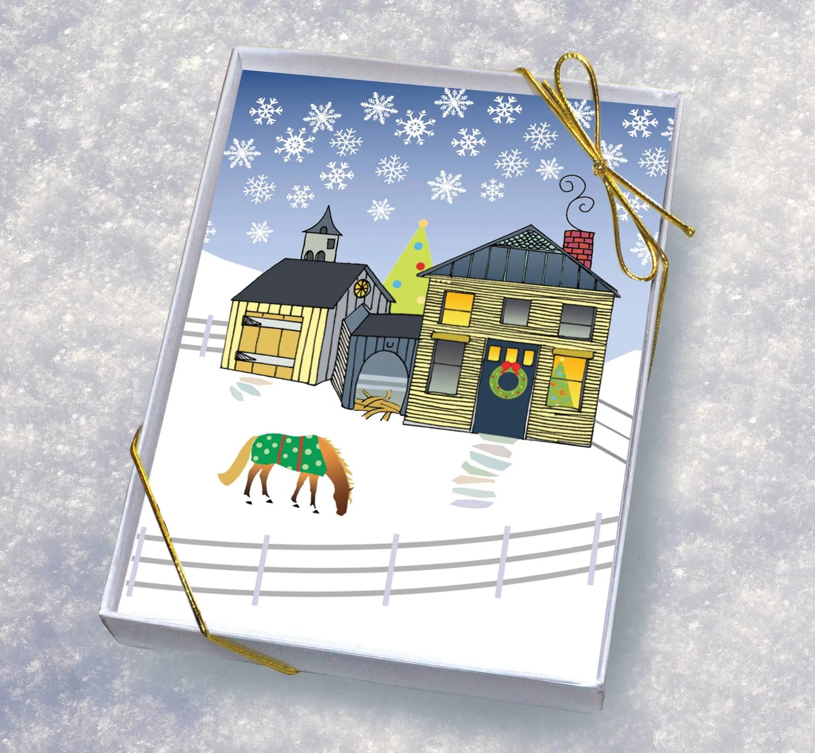 Box of Eight Christmas Cards - New England Holiday Horse Hollow Press