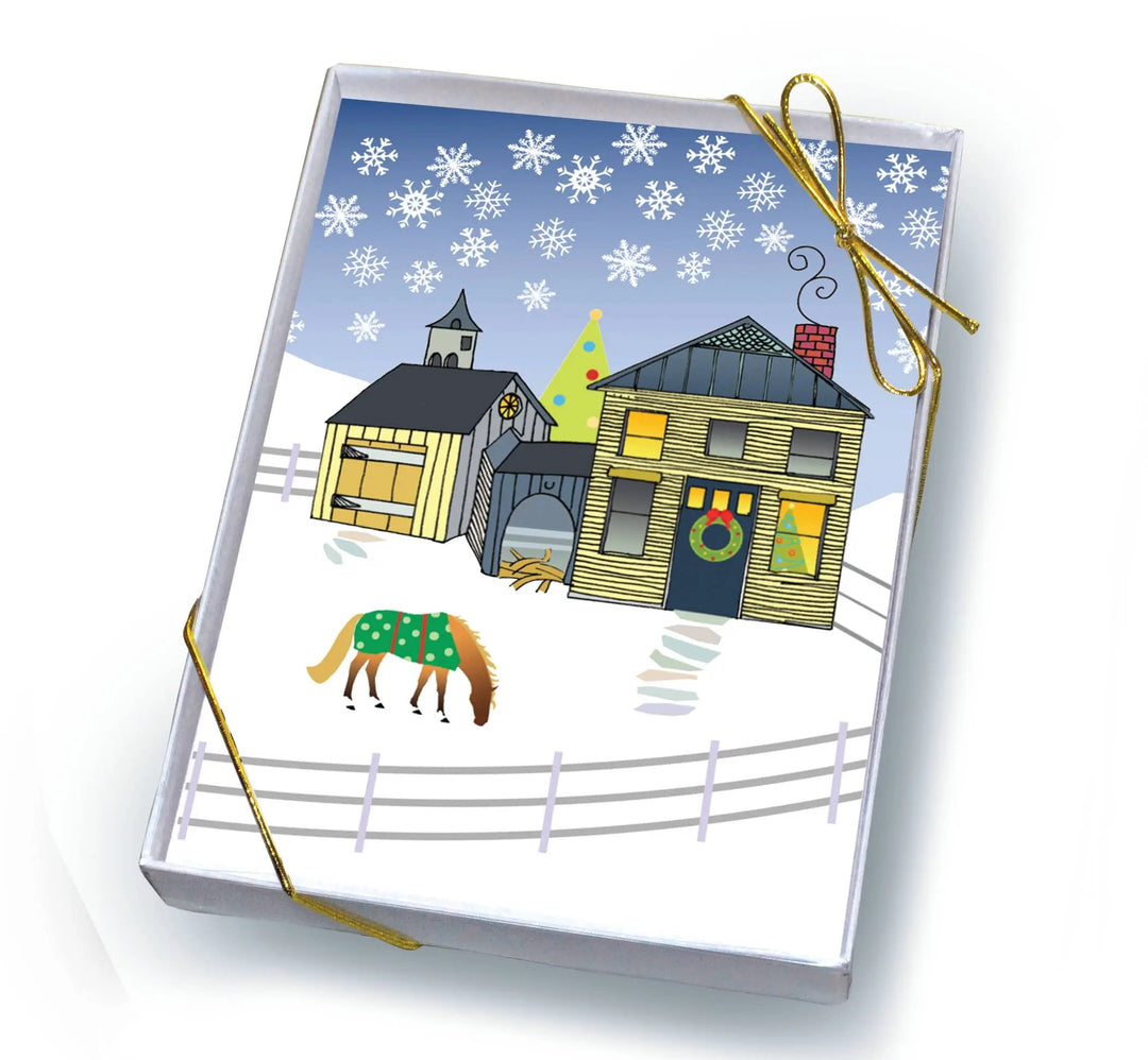 Box of Eight Christmas Cards - New England Holiday Horse Hollow Press