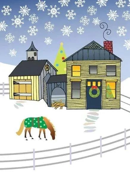 Box of Eight Christmas Cards - New England Holiday Horse Hollow Press