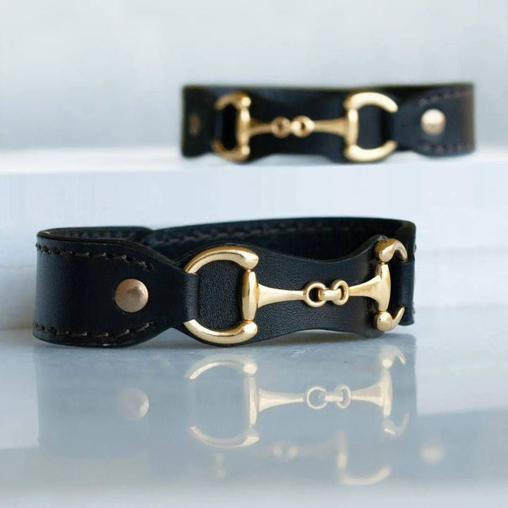 Bronson Equestrian Leather Horse Bit Bracelet in Gold URBAN-EQUESTRIAN