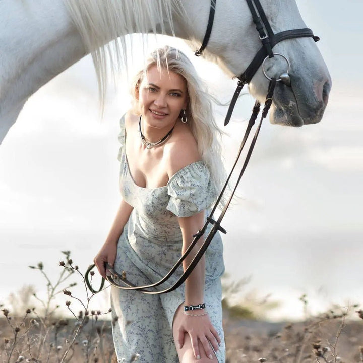 Bronson Equestrian Leather Horse Bit Bracelet in Gold URBAN-EQUESTRIAN