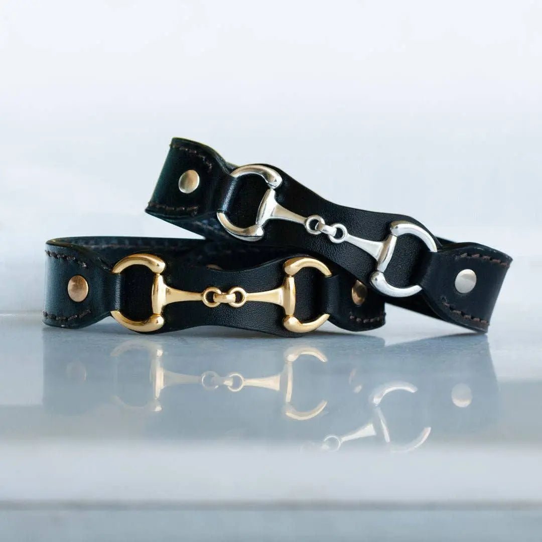 Bronson Equestrian Leather Horse Bit Bracelet in Gold URBAN-EQUESTRIAN