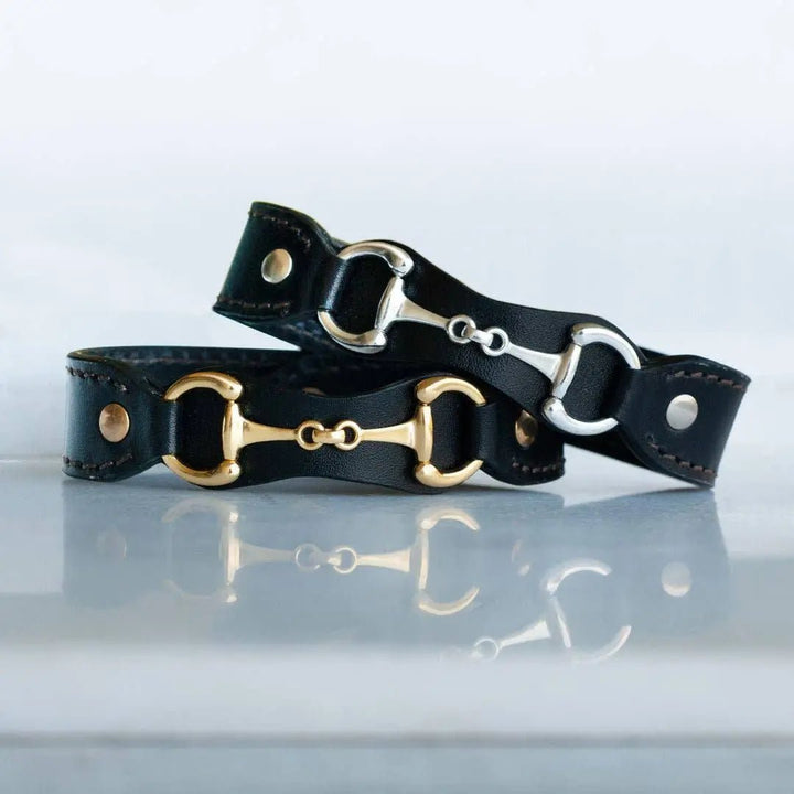 Bronson Equestrian Leather Horse Bit Bracelet in Gold URBAN-EQUESTRIAN