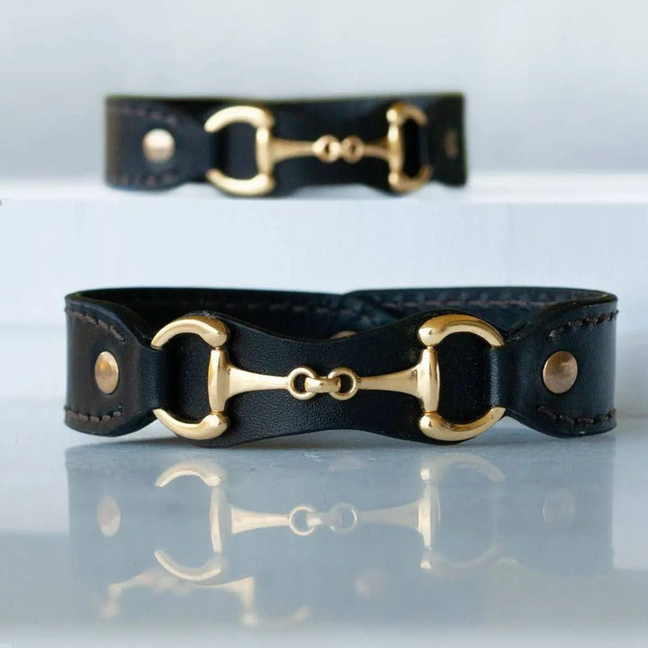 Bronson Equestrian Leather Horse Bit Bracelet in Gold URBAN-EQUESTRIAN