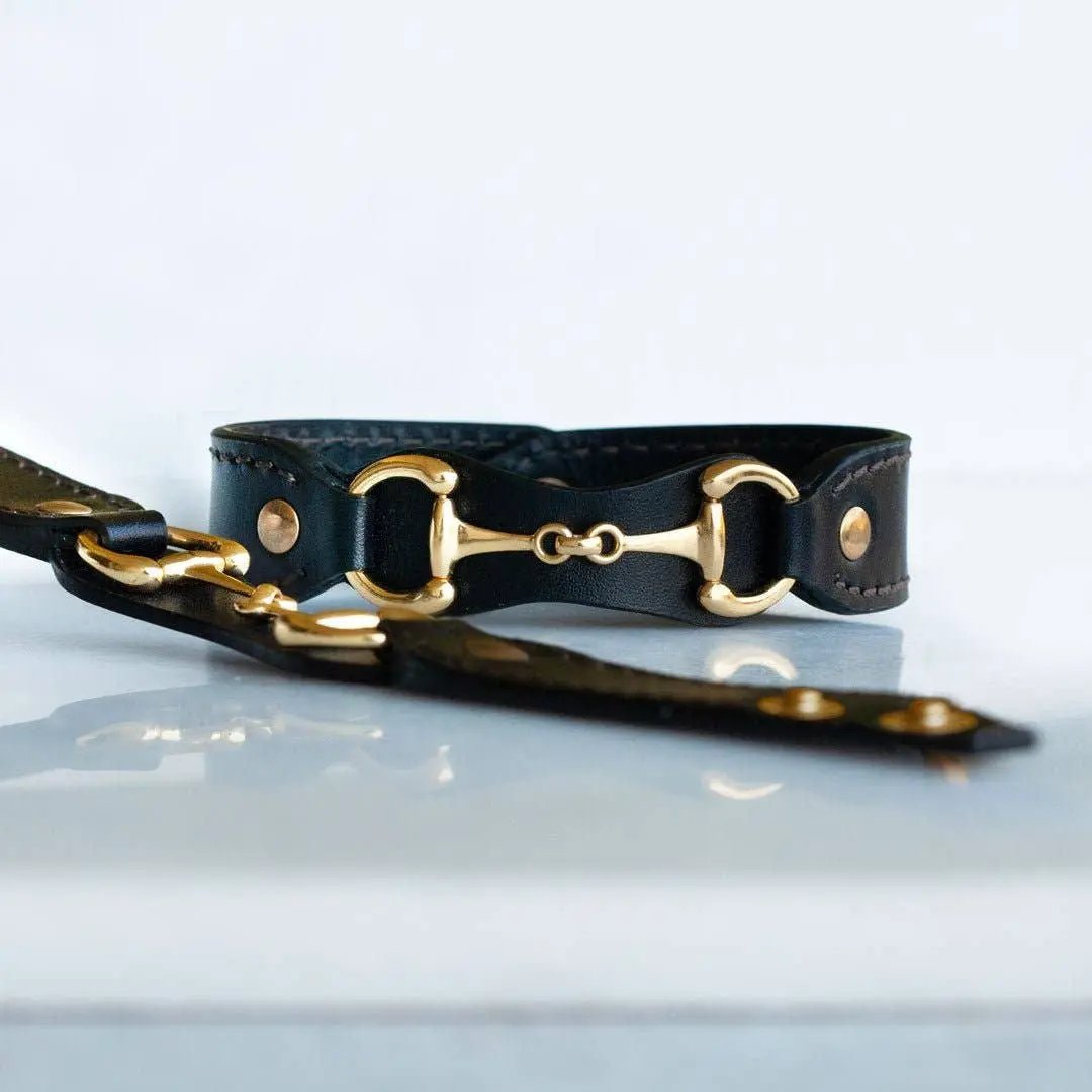 Bronson Equestrian Leather Horse Bit Bracelet in Gold URBAN-EQUESTRIAN