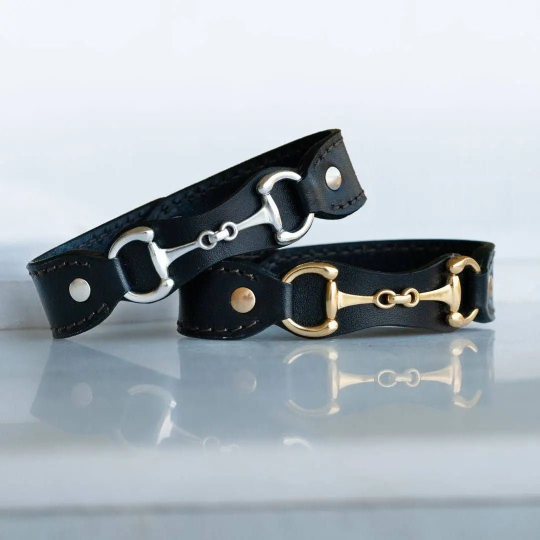 Bronson Equestrian Leather Horse Bit Bracelet in Gold URBAN-EQUESTRIAN