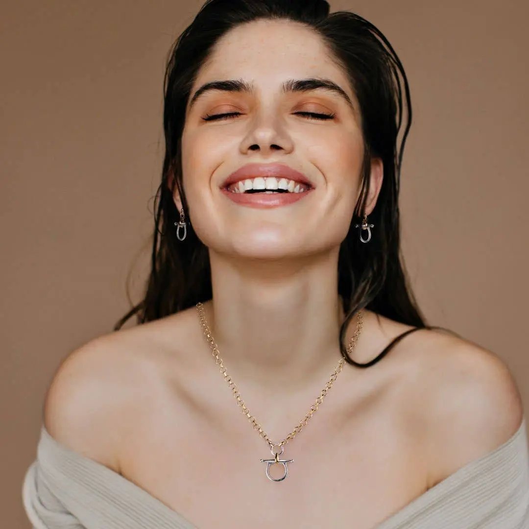 Chelsea - Two Tone Equestrian Horse Bit Necklace -  18"-20" chain URBAN-EQUESTRIAN