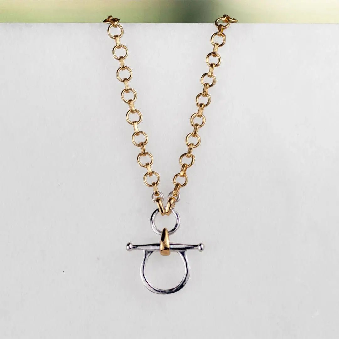 Chelsea - Two Tone Equestrian Horse Bit Necklace -  18"-20" chain URBAN-EQUESTRIAN