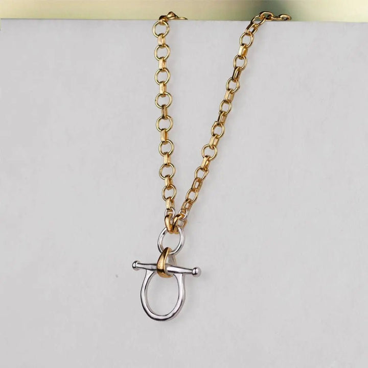 Chelsea - Two Tone Equestrian Horse Bit Necklace -  18"-20" chain URBAN-EQUESTRIAN