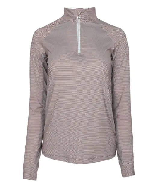 Chestnut Stripe  1/4 Zip Long Sleeve Dapple Bay