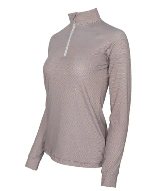 Chestnut Stripe  1/4 Zip Long Sleeve Dapple Bay