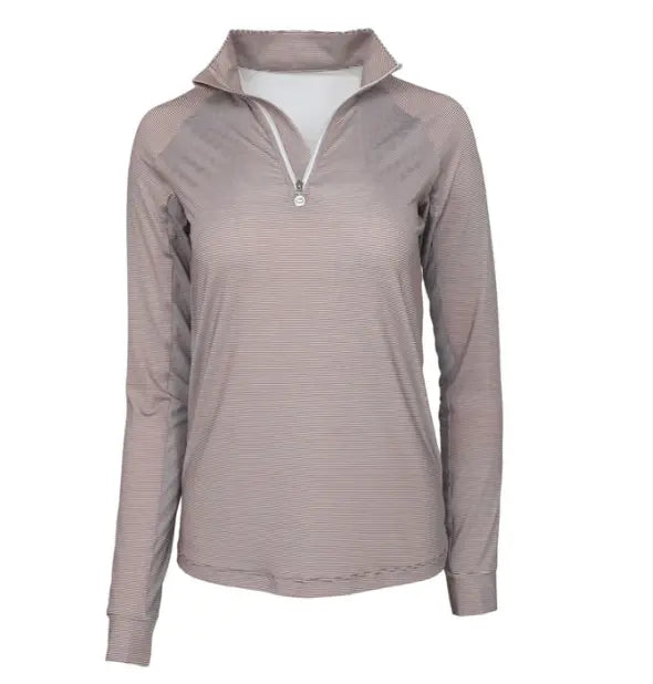 Chestnut Stripe  1/4 Zip Long Sleeve Dapple Bay