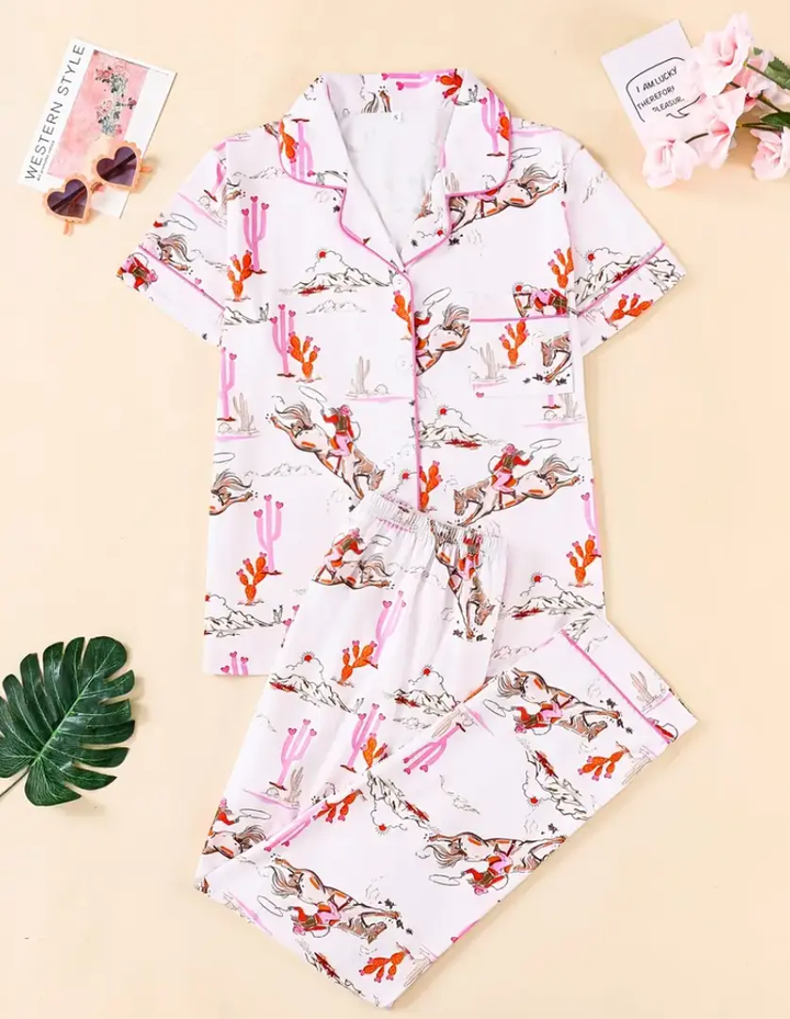 Cowgirl Cactus Dreams  2 pc Pajama Set RIDE OR DIE EQUESTRIAN SHOP