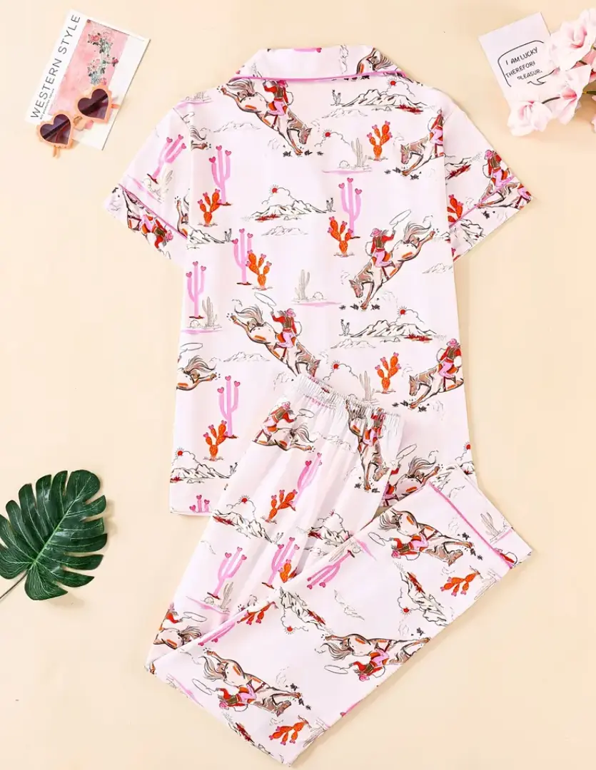 Cowgirl Cactus Dreams  2 pc Pajama Set RIDE OR DIE EQUESTRIAN SHOP