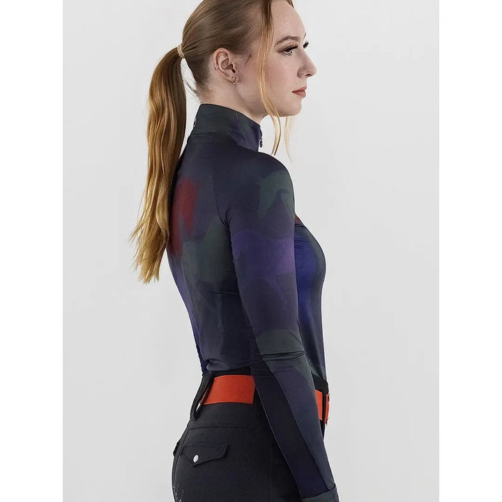 Dapplebay Abstract Horses 1/4 Zip Long Sleeve - Purple Dusk