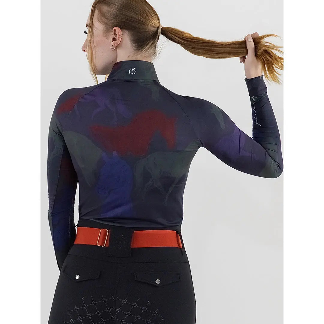 Dapplebay Abstract Horses 1/4 Zip Long Sleeve - Purple Dusk - detail