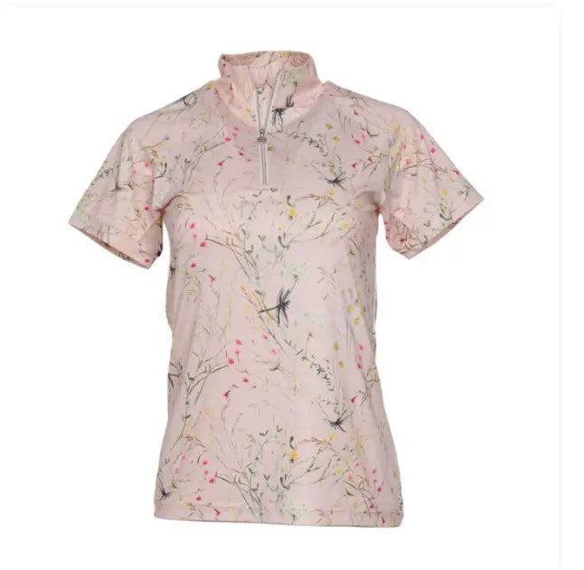Dapplebay Dragonfly Meadow Pink Short Sleeve 1/4 Zip Dapplebay