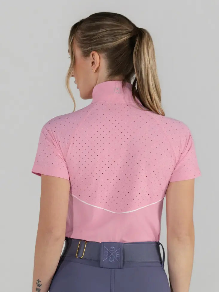 Dapplebay Equestrian Lady Aircut Quarter Zip Short Sleeve - Pink Dapplebay