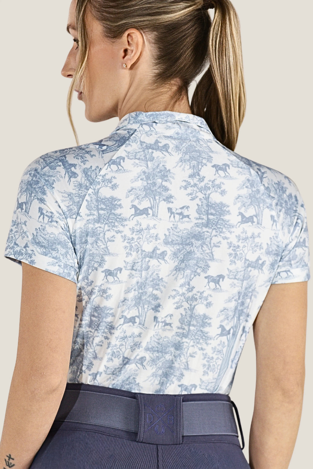 Dapplebay Equestrian Toile Moonrise Short Sleeve 1/4 Zip Dapplebay