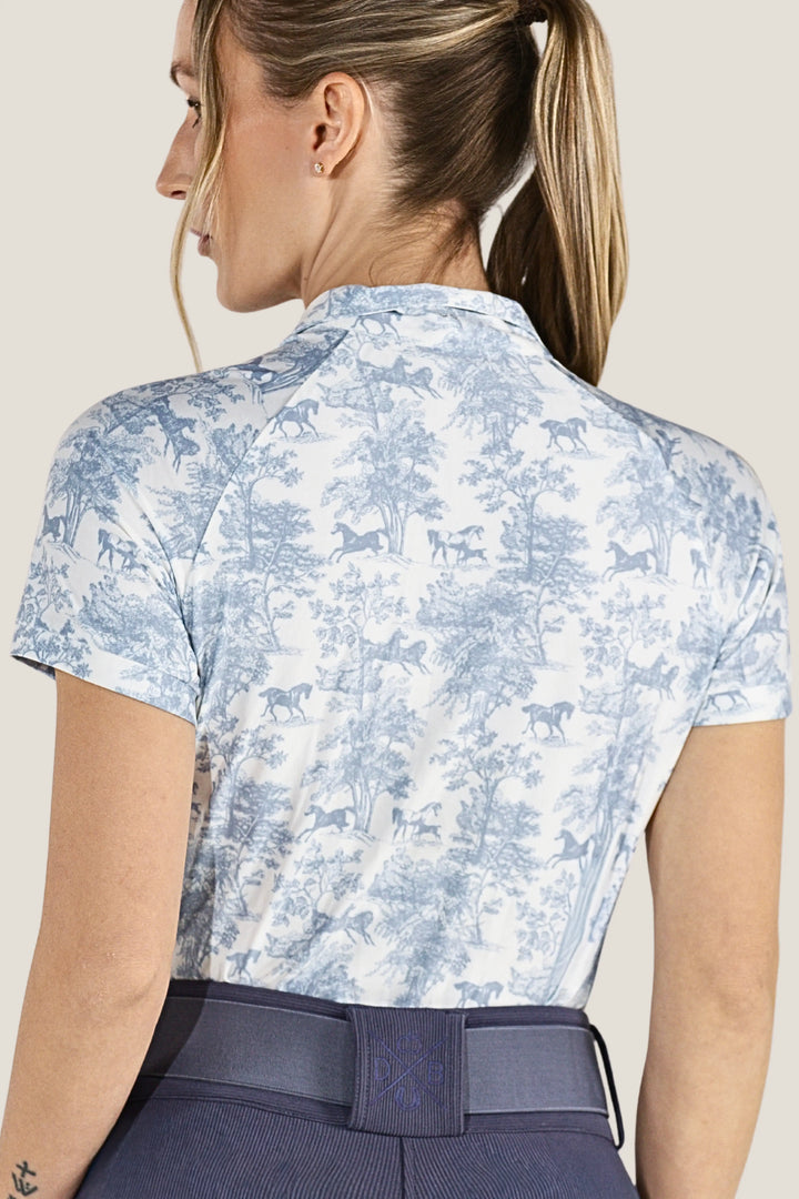 Dapplebay Equestrian Toile Moonrise Short Sleeve 1/4 Zip Dapplebay
