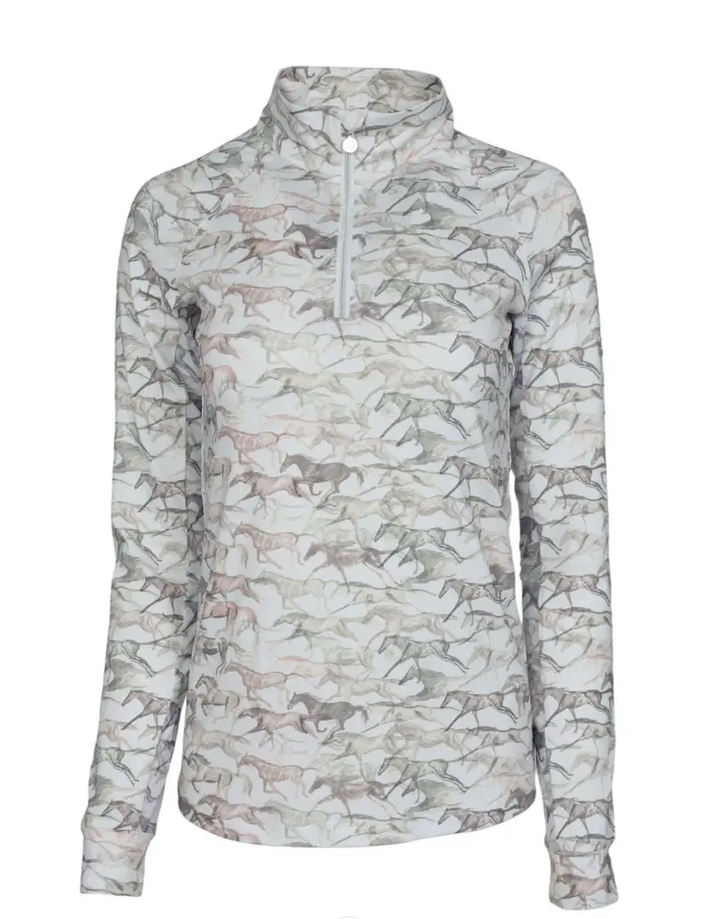 Dapplebay Galloping Watercolor 1/4 Zip Long Sleeve Dapplebay