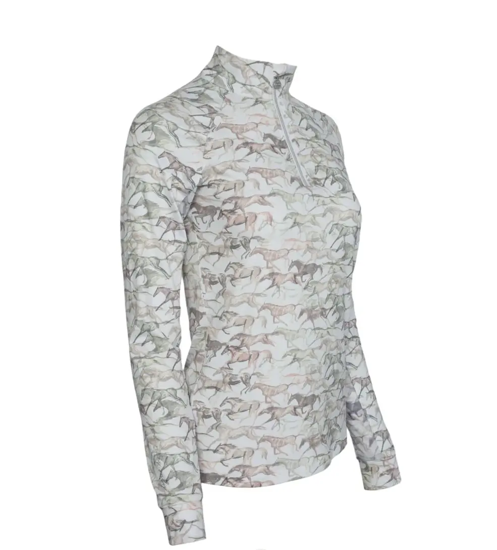 Dapplebay Galloping Watercolor 1/4 Zip Long Sleeve Dapplebay