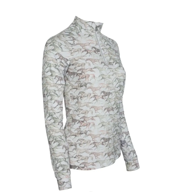 Dapplebay Galloping Watercolor 1/4 Zip Long Sleeve Dapplebay