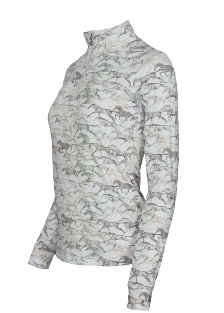 Dapplebay Galloping Watercolor 1/4 Zip Long Sleeve Dapplebay