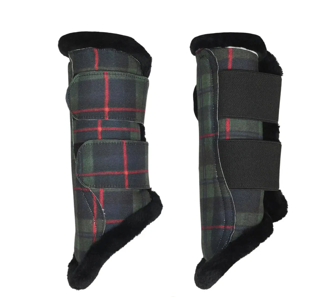 Dapplebay Holiday Green & Red Plaid Brushing Boots Dapplebay