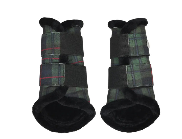 Dapplebay Holiday Green & Red Plaid Brushing Boots Dapplebay