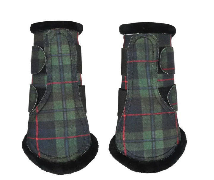Dapplebay Holiday Green & Red Plaid Brushing Boots Dapplebay