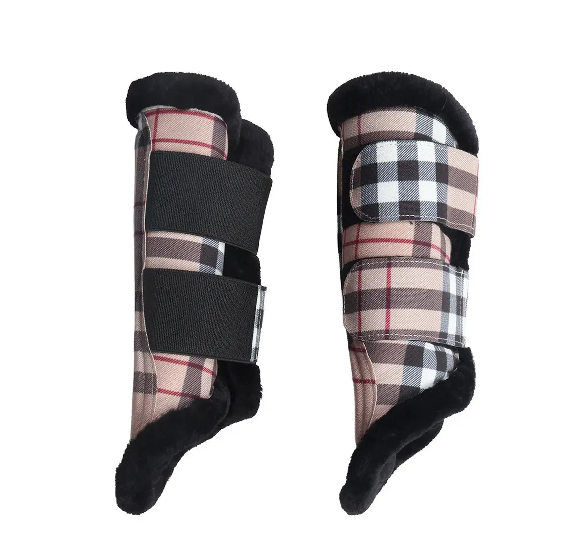 Dapplebay Holiday Tan Plaid Brushing Boots Dapplebay