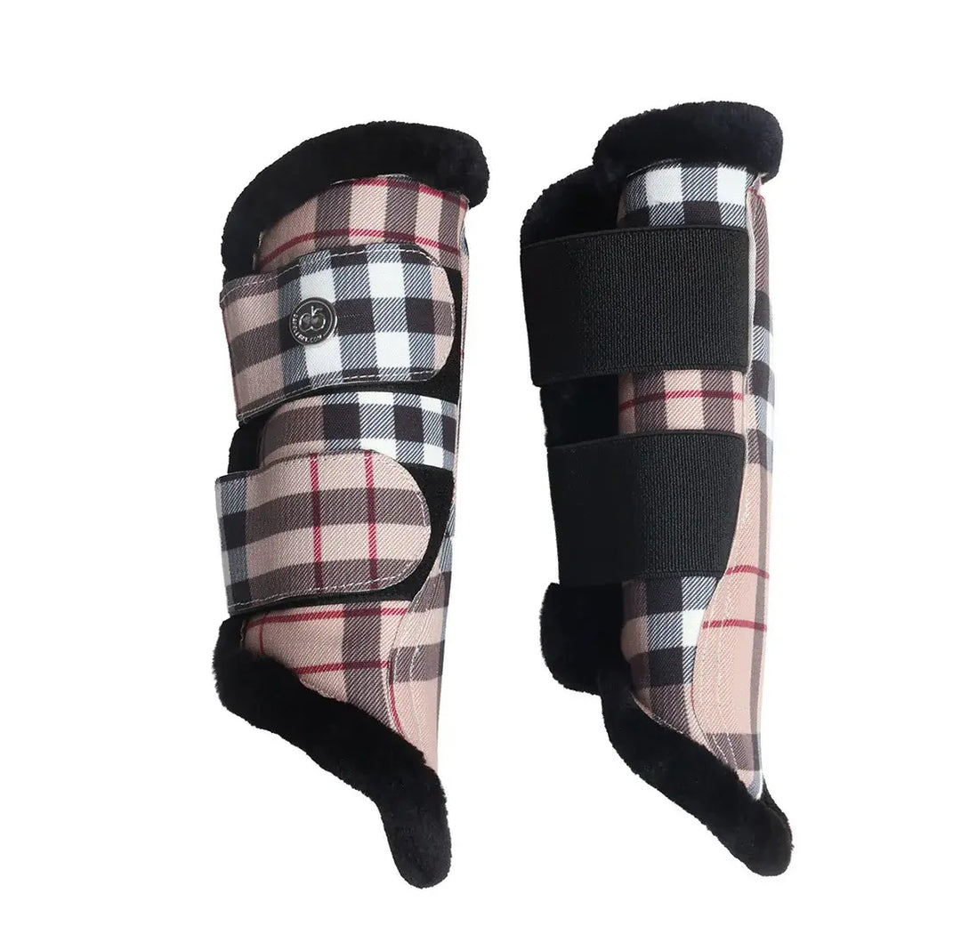 Dapplebay Holiday Tan Plaid Brushing Boots Dapplebay